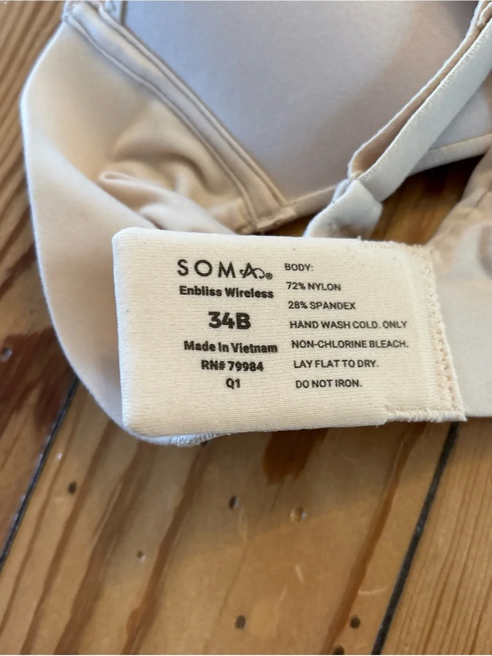 SOMA Enbliss Wireless Bra Pale Sand New Size 34B